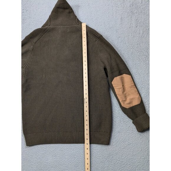 Duluth Trading Co Sweater Large Brigadier Shawl Collar Elbow Patches - Picture 5 of 10